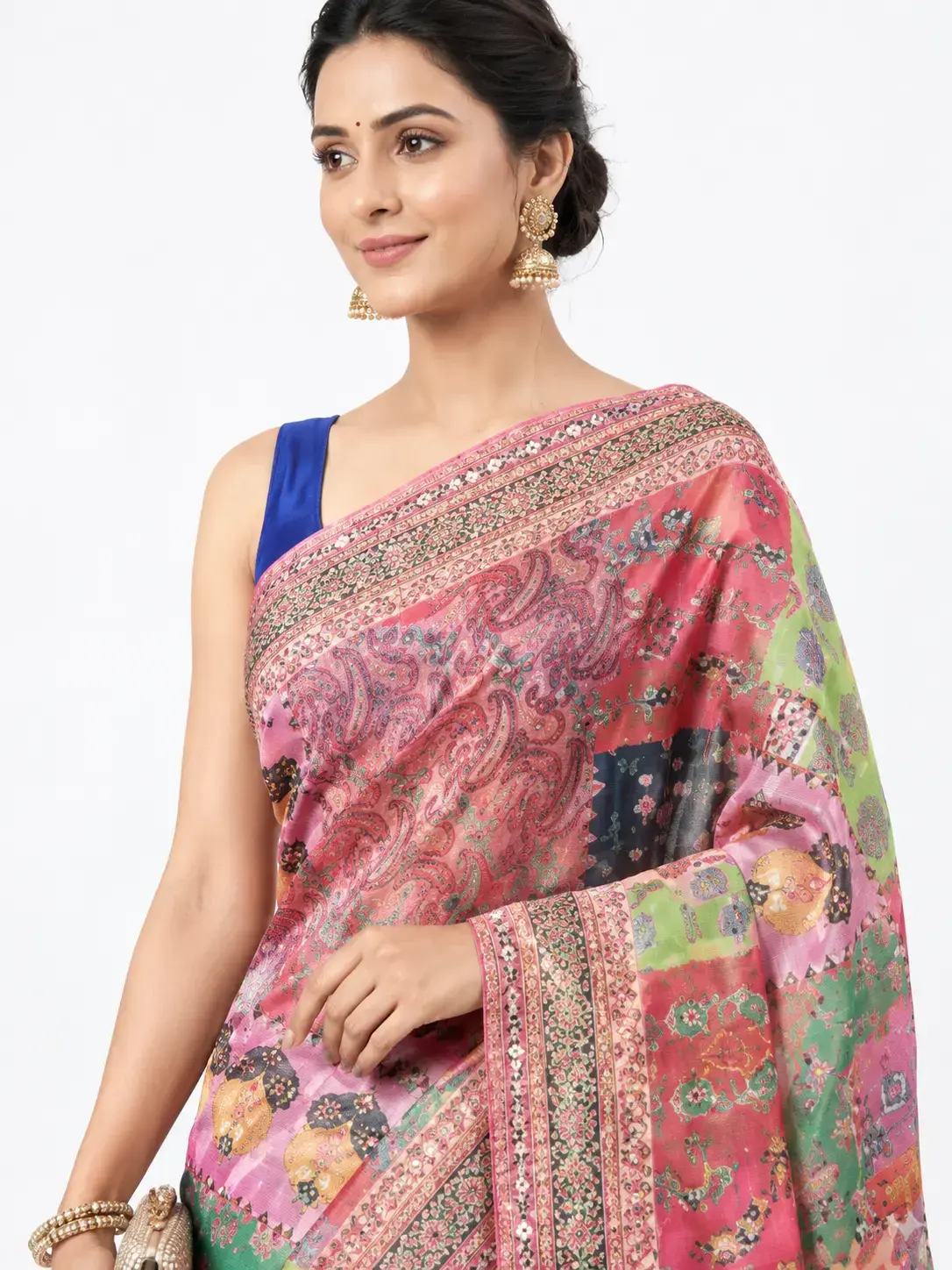 Trendy Mirror Work Saree