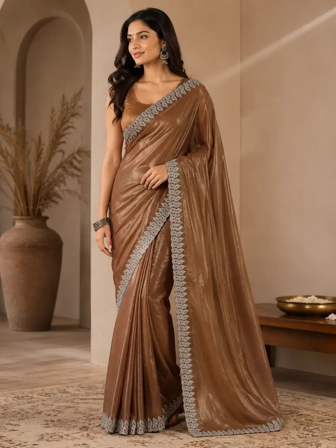 Trendy Mirror Work Saree