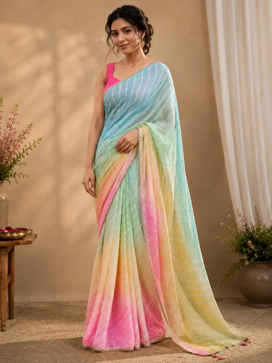 Midnight Silver Elegance – Navy Blue Embroidered Sheer Saree